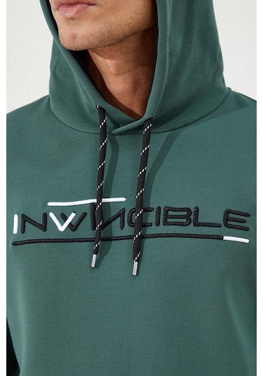 Tommy Life Yeşil Kanguru Cep Standart Kalıp Kapüşonlu Erkek Sweatshirt - 87883 Yeşil