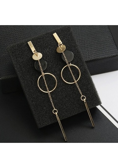 Flybuy Ve Tek Tasarım Şık Renk, Malzeme, Küpe Gümüş Gold Çizgi Altın Alaşım - Xn Gold