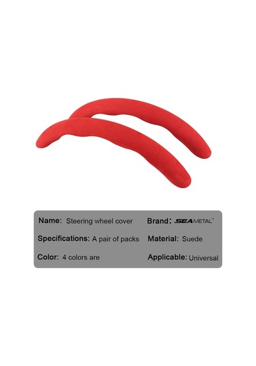 Kırmızı Seametal 1 Çift Evrensel Araba Direksiyon Güçlendirici Kapak İç Karbon Fiber Kaymaz Kapak Direksiyon Koruma Kapağı