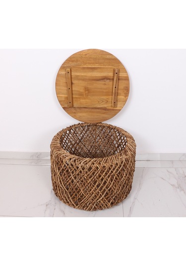 Abaka Sehpa Teak Üst Tablalı 60 X45 Cm Kahverengi