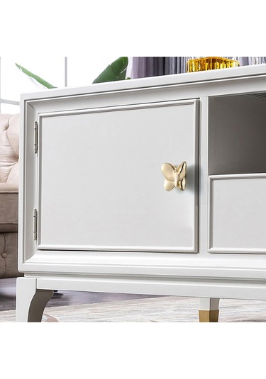 Youmex Altın Renkli Çinko Alyüminyum Kelebek Desenli Tek Delikli Puller 4 Adet - Mutfak, Banyo, Dolap, Dekoratif Kapılar İçin