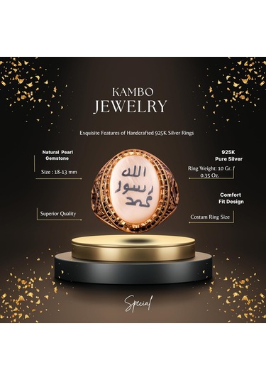 925 Ayar Gümüş Yüzük - Sembol Yüzükler - Erkek Yüzükleri Hat Sanatı Gümüş