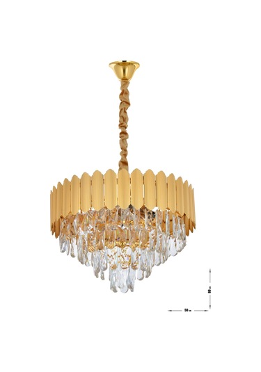 Rossa 50'lik Kristal Prizma Taşlı Lüks Avize - Sarı Yaldız Renk Sarı Yaldız