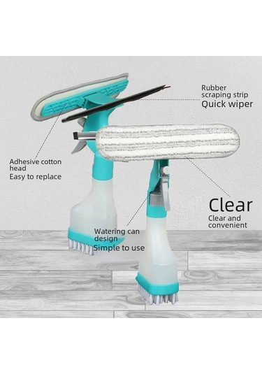 Reedark Ev İçi Kullanımlı Çift Taraflı Cam Temizleme Fırçası, Sprey Sulama, Sponge Ve Tarama Özellikli Dört İşlevli Temizlik Aleti Renkli Kutu Diğer