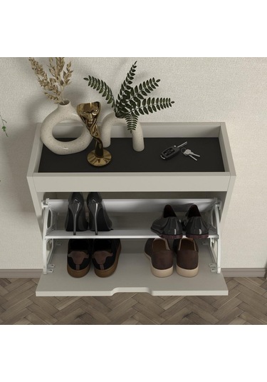 Remy 1 Kapaklı Ayakkabılık Kumtaşı - Antrasit