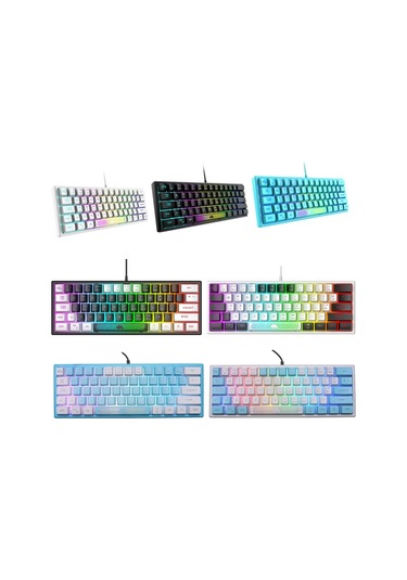 Sones Zıyoulang K61 62 Tuşlu RGB Kablolu Aydınlatmalı Oyuncu Klavye
