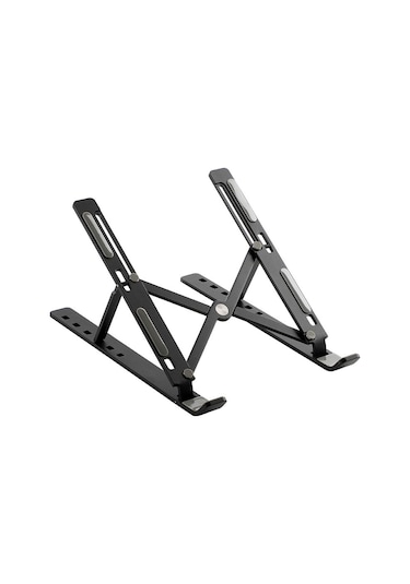 Padalink Alüminyum Dizüstü Bilgisayar Tutucu, 6 Seviye Yükseklik Ayarı, Isı Dağıtımı, Taşınabilir, Siyah