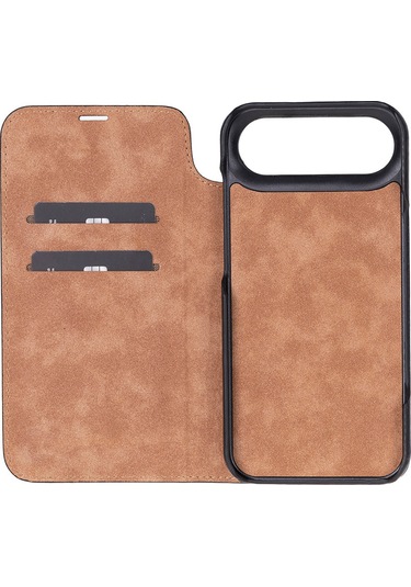 Bloomcase Sonat Obsidian Black Hakiki Deri iPhone Uyumlu 17 Air 6.5" Folio Kılıfı Siyah