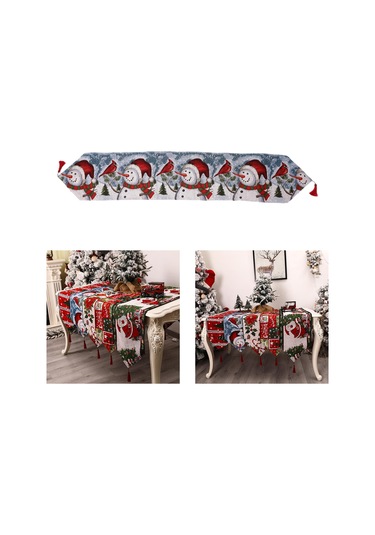 Homyl Yılbaşı Masa Örtüsü Bayrağı Kış Mutfağı İçin Kardan Adam