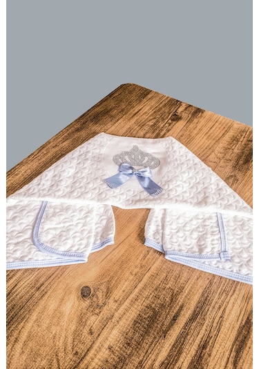 10 Parça Mavi Taşlı Hastane Çıkışı Ve 4 Parça Bebek Bornoz Seti Mavi