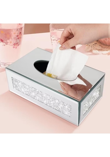 Homyl Mendil Kutusu Kapağı Oturma Odası Dekoru Vanity Tezgahı Gümüş