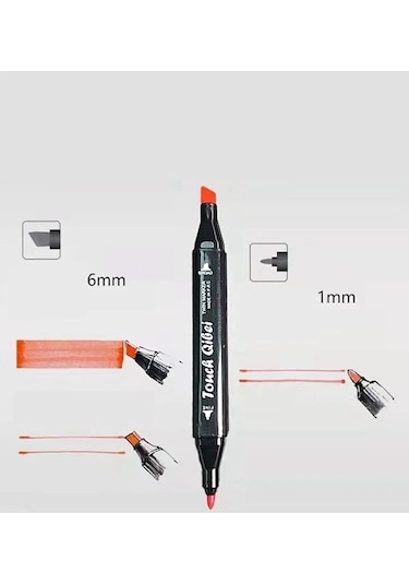 24 Renk Marker Resim Mimari Ve Grafik Tasarım Kalemi 24 Lü Çift Taraflı Marker Keçeli Kalem Seti Çok Renkli