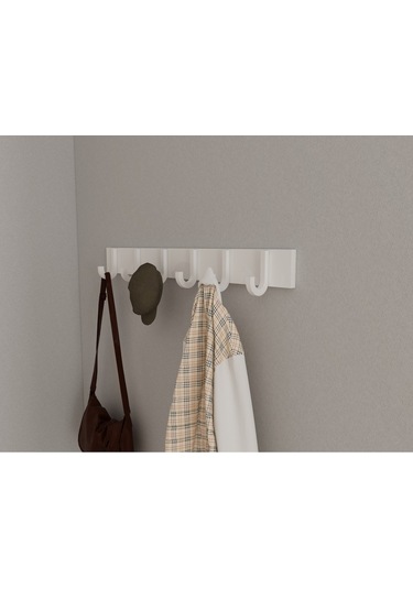 Hepsi3boyutlu Modern Duvar & Kapı Baston Askılık - 6 Adet Beyaz J Askılık - Model No : 6 Beyaz