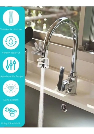 3 Fonksiyonlu Hortumlu Musluk Ucu Gri