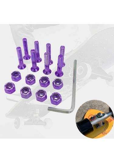 Pazly Suntek 8 Adet Yedek Longboard Donanım Seti - Mor Vidaları Mor