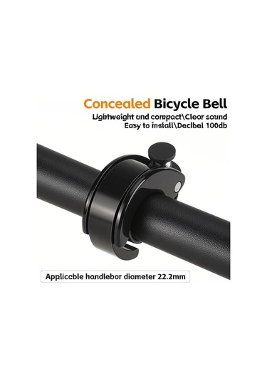 Fortunelane Alüminyum-plastik Bisiklet Zili, 90-100db Ses, 22.2mm Direksiyon Uyumlu, Gizli Konfigürasyon, Siyah-saydam