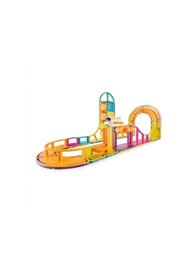 Magnetic Dıy Mıknatıslı Manyetik Bloklar Yapı Blokları 61 Parça Stem Oyun Seti Roller Coaster
