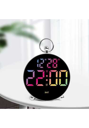 8029 Led Dijital Çalar Saat Çok Fonksiyonlu Öğrenci Elektronik Masa Saati Büyük Ekranlı - Renkli Renkli