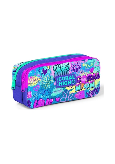 Coral High İki Bölmeli Kız Çocuk Lavanta Grafiti Kalem Çantası Kalemlik