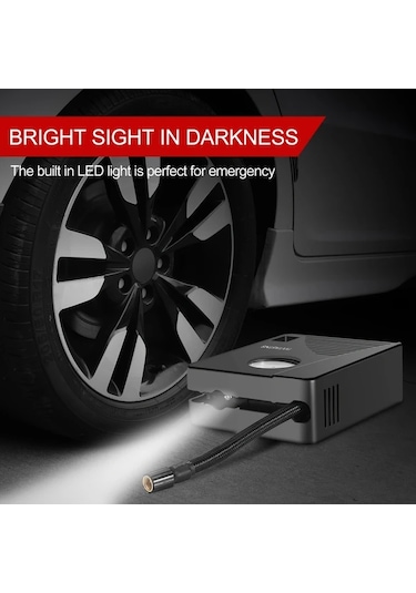 Xuweiwei Siyah Hava Kompresoru Lastik Inflator Tasinabilir 12v Dc Otomatik Pompa 100psı Led Araba Bisiklet