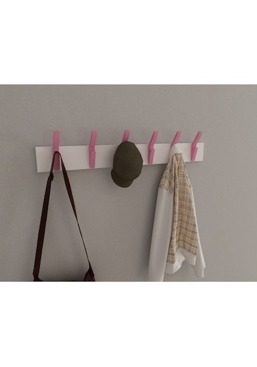 Hepsi3boyutlu Modern Duvar & Kapı Kanca Askılık - 6 Adet Pembe Kanca Askılık - Model No : 3 Pembe