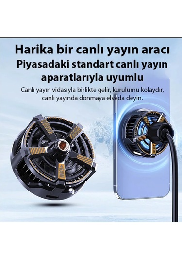Ultra Soğutma Cx 09 Turbo Telefon Soğutucu Oyun Canlı Yayın Youtuber İçin Magsafe Mıknatıslı