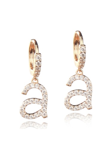 Kadın Kararmaz Çelik Lüks Küçük A Harf Küpe Altın