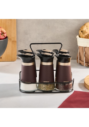 Karaca New Latin Standlı 7 Parça Baharat Seti 100 Ml Kahverengi