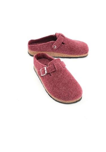 Gezer Kışlık Mantar Taban Tokalı Ayarlanabilir Kadın Ev Terliği Bordo