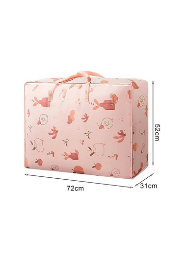 Unimarket Oxford Kumaş Saklama Çantası Kolay Erişim Yorgan Düzenleyici Giysiler Büyük Kapasiteli Baskı Büyük Yük Taşıyan Çift Saplı Toz Geçirmez Nem Geçirmez Battaniye Pembe M L5uwap