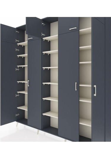 Arges Dolap 18 Raflı 9 Kapaklı 220x30x243 Antrasit-antrasit/aytaşı Antrasıt/aytası