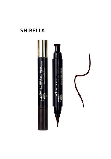 Shibella Kahverengi Çift Uçlu 24 Saat Dayanıklı İnce Damgalı Eyeliner Kutusuz
