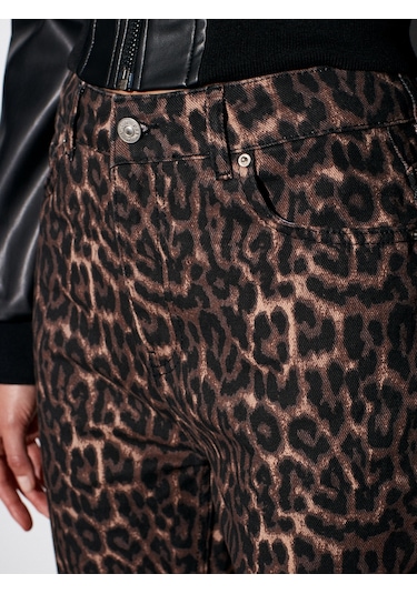 Dilvin 72083 %100 Pamuk Leopar Straight Jean-kahve Kahve