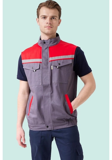 İş Yeleği Gabardin Kumas Yazlık Grikırmızı Reflektörlü Royal Hafif Nefes Alabilir Çok Cepli Gri-kırmızı İş Yeleği Gabardin Kumas Yazlık Grikırmızı Reflektörlü Royal Hafif Nefes Alabilir Çok Cepli Gri-kırmızı