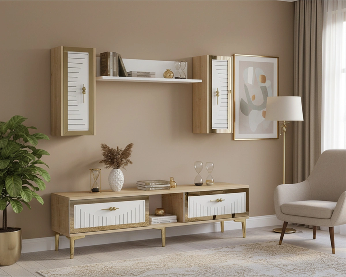 Tvr1501dbg - Tuna150 Tv Ünitesi Safirmeşe-beyaz Gold 150cm Safirmeşe-beyaz-altın