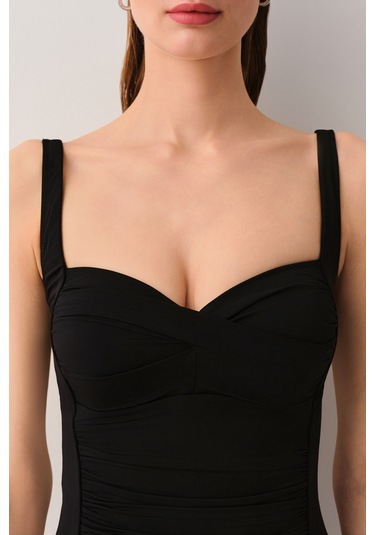 Suwen Önü Drapeli Toparlayıcı Mayo Sbn25240012 Siyah