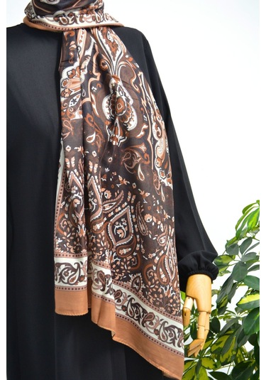 Etnik Desenli Pamuklu Şal 70x190 Cm Turuncu