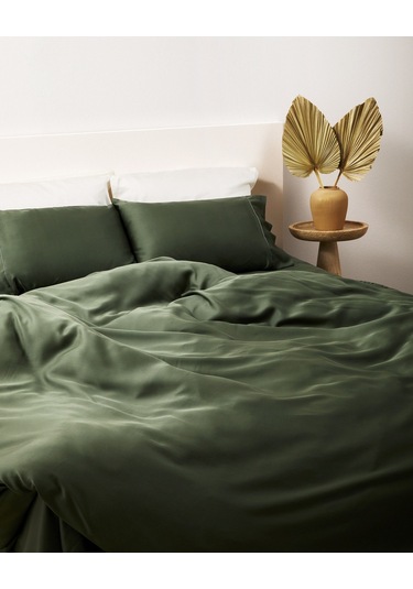 Linens X Tencel Lyocell Süperking Nevresim Kılıfı Yeşil Yeşil