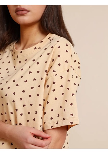 Aran Brand Büyük Beden Şortlu Ve Tişörtlü Yılbaşı Pijaması 320851236 Kahverengi