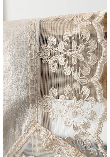 Favora Fatih Güpürlü Kadife Runner Vizon