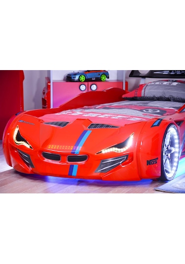 Setaymobilya Arabalı Yatak - Kırmızı - Mercedes Full Led