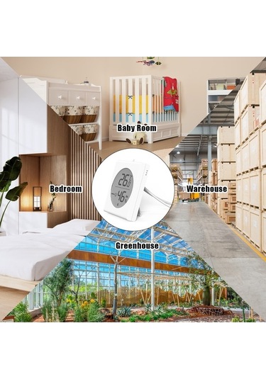 Fortunelane Ofis Depo İçin 433mhz Kablosuz İç Sıcaklık Nem Sensörü, -30 C - 100 C, Cr2032 Pil