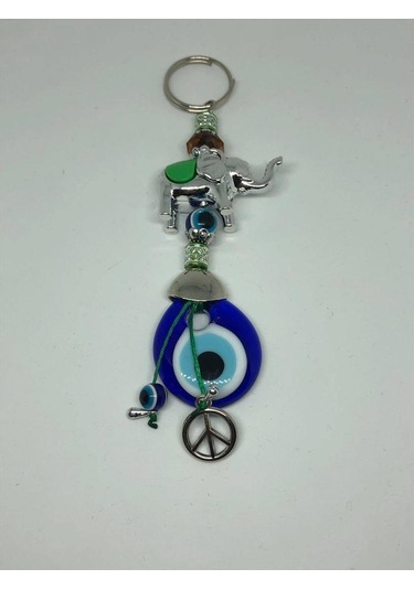 Nazar Boncuklu Anahtarlık - Renkli Fil Ve Nazar Boncuklu Anahtarlık