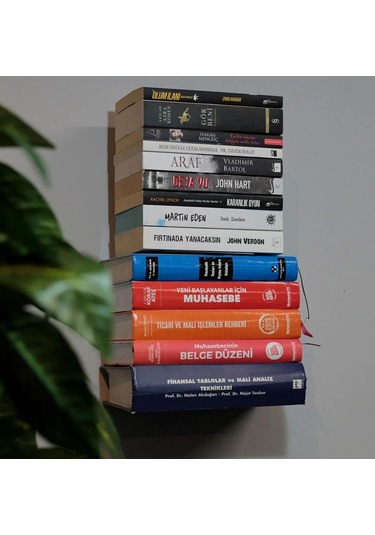 Metal Siyah 2 Adet Kitaplık, Kitap Organizatör, Uçan Kitap Rafı, Görünmez Duvar Kitaplık 2'li Siyah