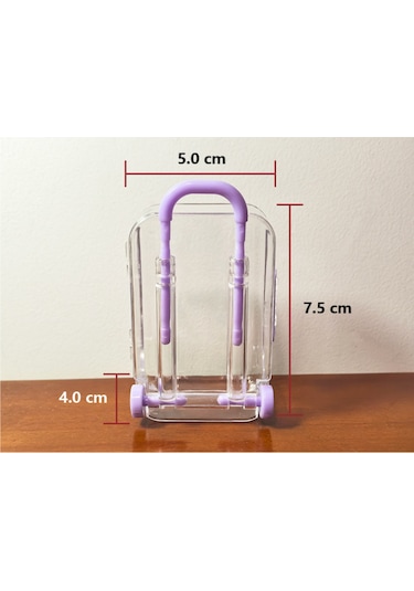 Kangvka Mini Valiz Desenli Masaüstü Organizer - Şeffaf Siyah 5x3.8x7.5cm - Küçük Aksesuar Ve Eşya Saklama Kutusu Çok Renkli