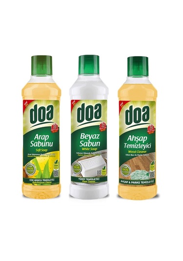 Doa Yüzey Temizleyici 1 Lt Ahşap - Arap Sabunu - Beyaz Sabun 3 Lü Set 3’lü Set