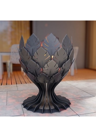 Yaprak Kadehi Ateş Çukuru Bahçeniz İçin Dekoratif Dayanıklı Siyah