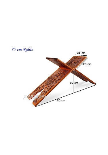 Selçuklu Ahşap Yakma Desenli Rahle 75 CM