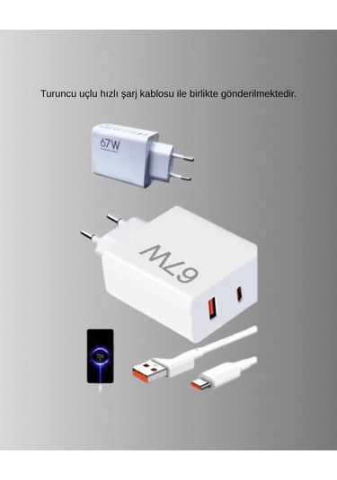 67w Turbo Type-c Hızlı Şarj Adaptörü - Akıllı Koruma Çipli, Hızlı Şarj Destekli