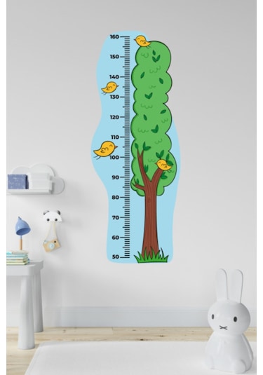 Çocuk Odası Ağaç Temalı Boy Ölçüm Cetveli Duvar Sticker
